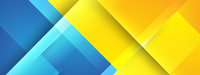 Abstract modern design of blue and yellow geometrical shapes for background textures, digital art prints, web banners, and poster designs