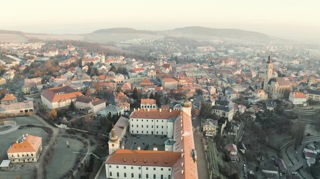 4k Aerial Drone View of Kutna Hora at Sunrise, 4K.  Czech Republic