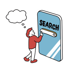 スマホを使って検索する人物のイラスト