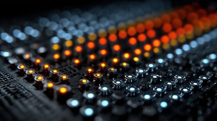 Fototapeta premium Colorful LED Lights on Circuit Board with Abstract Technology Design