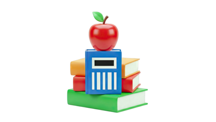 Stack of Books with Red Apple