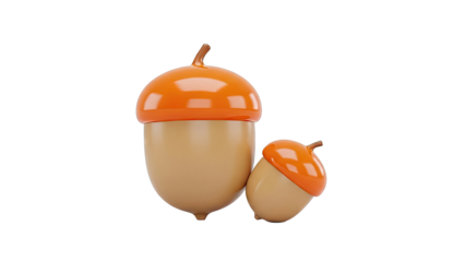 Two Cartoon Acorns on White Background