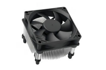 Computer processor cpu cooler fan on transparent background