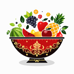 Fruit Bowl Healthy Food Red and Gold Decorative Bowl nyepi day.
