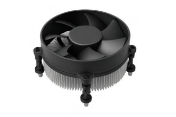 Computer cpu cooler fan heatsink on transparent background