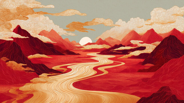 sunrise in mountains - Powered by Adobe
