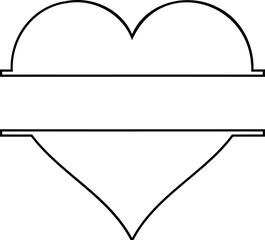 Split Heart Line Design Broken Love Concept Vector Illustration for Valentine Themes