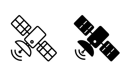 Satellite illustration icon in outline and silhouette styles © Nurhalimah