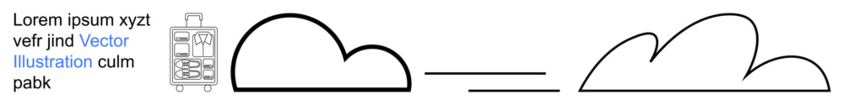 Network infrastructure, digital systems, data transfer, communication, cloud storage, online platforms. Minimalist clouds connected by a line. Network infrastructure and digital systems concept