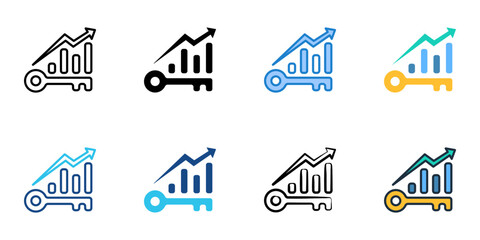 KPI icon set multiple style collection. Editable stroke 
