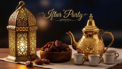 Cozy iftar party setting with traditional elements