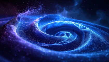 Obraz premium Vortex of luminous particles swirling in deep blue space