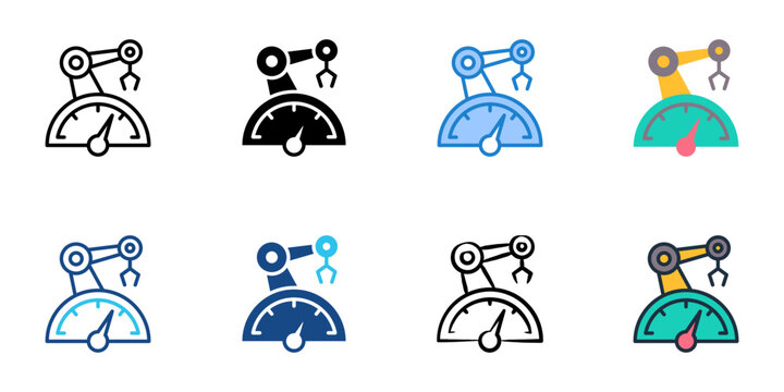 Overall Equipment Effectiveness icon set multiple style collection. Editable stroke 
