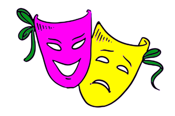 Vector image of a mask and streamers for a carnival costume, representing a joyful Brazilian celebration, on a transparent white background with space for text.