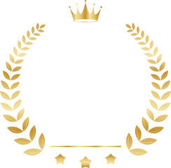 Golden laurel wreath frame with crown stars and anniversary award line
