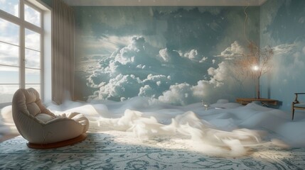 The entire room seems enchanted by the sight of the carpet floating like a mystical cloud.