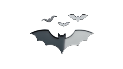 Three dimensional bat outlines on a white background