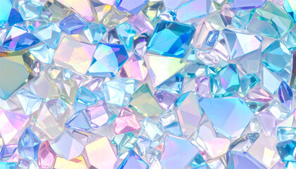 オーロラに輝くクリスタルとガラスの抽象背景 虹色グラデーションの透明感ある宝石風テクスチャ