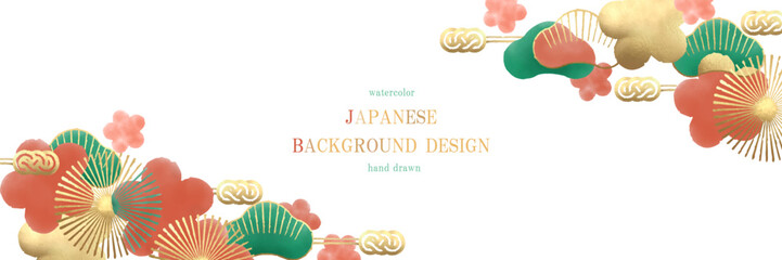 和風, 和柄, 背景, 金箔, ベクター, 松竹梅, 水引, 正月, 水彩, 縁起物, 花火, 花, フレーム, 和, 松, 梅, 結び, お祝い, 年賀状, 扇, 手描き, イラスト