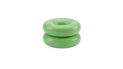 Two stacked green torus shapes on a light gray background