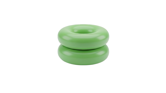 Two stacked green torus shapes on a light gray background - Powered by Adobe