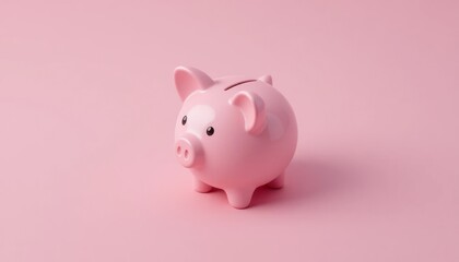 A classic ceramic pink piggy bank encourages smart financial habits