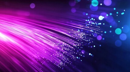 Journey through a world of color with striking purple and blue fiber optic light trails.