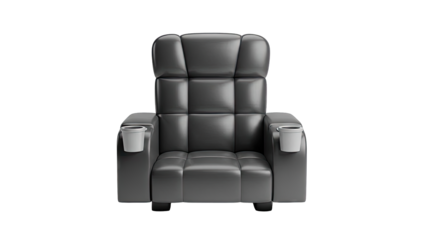 Black Leather Recliner Chair with Cup Holders