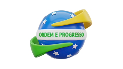 Brazil Flag Emblem with "Ordem e Progresso" Text