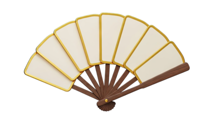 Elegant folding fan with blank panels and gold trim