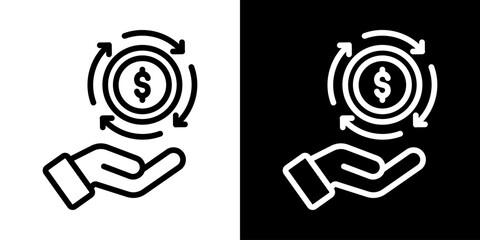 Revenue Cycle Icon Of Line Black And White Style Vector Illustration
