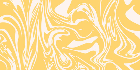 Retro groovy background in trendy 60-70s style. Abstract liquid marble pattern. Distorted wavy vintage backdrop. Vector Illustration