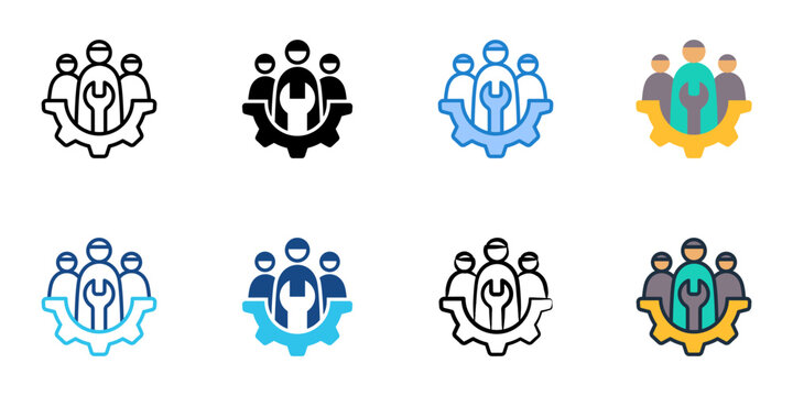 Maintenance crew icon set multiple style collection. Editable stroke 
 - Powered by Adobe