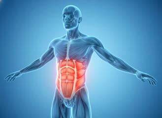 Human Abdominal Musculature Highlighted