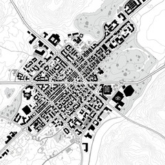 Obraz premium Urban City Plan Map - Aerial View of Downtown Architecture.