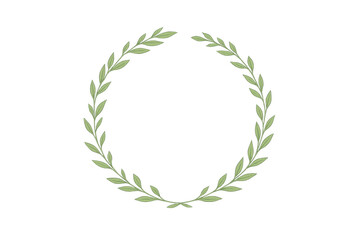 Olive branch wreath forming a circular frame, symbolizing peace, victory, and natural celebration on transparent background