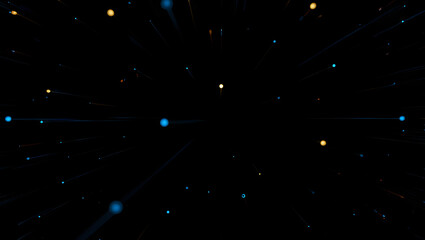 Fototapeta premium AI data flow abstract Blue and gold particle stream in dark void seamless loop 4K motion background tech