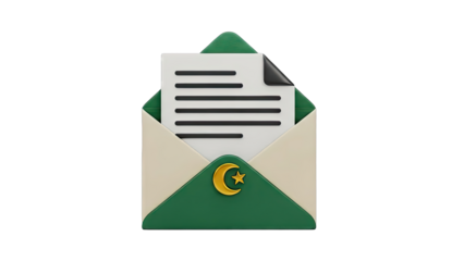 3D Envelope with Algerian Flag Symbol and Letter