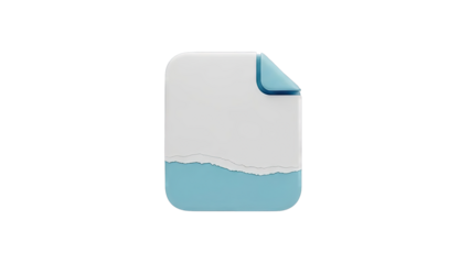 Stylized Paper Icon with Torn Edge and Blue Overlay