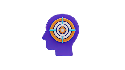 Target on Head Icon: Focus and Goal Concept