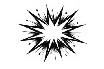 Comic style explosion bursting effect with starburst lines, celebrating victory or important announcement on transparent background