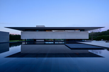 brutalist concrete architecture, modern luxury frame house