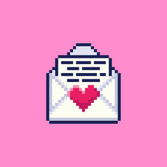 Pixel art Love Letter Envelope game asset