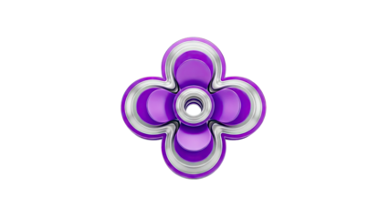 Abstract Four-Petal Purple and Silver Object