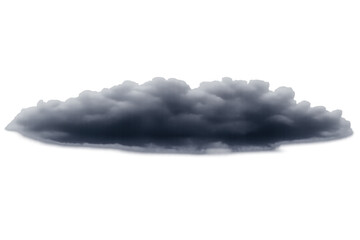 Dark storm cloud bringing heavy rain, forecasting bad weather, isolated on transparent background
