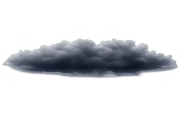 Dark storm cloud bringing heavy rain, forecasting bad weather, isolated on transparent background