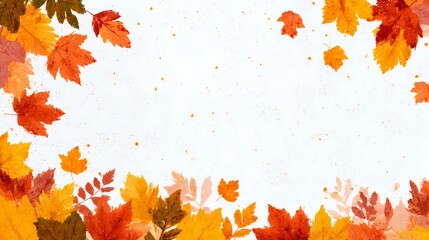 Autumn Whispers: Watercolor Leaf Border with Vibrant Fall Hues Art