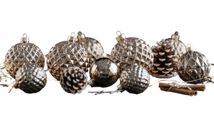 Pinecones arranged in a natural rustic collection.