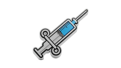 Stylized Syringe Icon with Blue Liquid