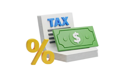 Tax payment concept with money and percentage sign